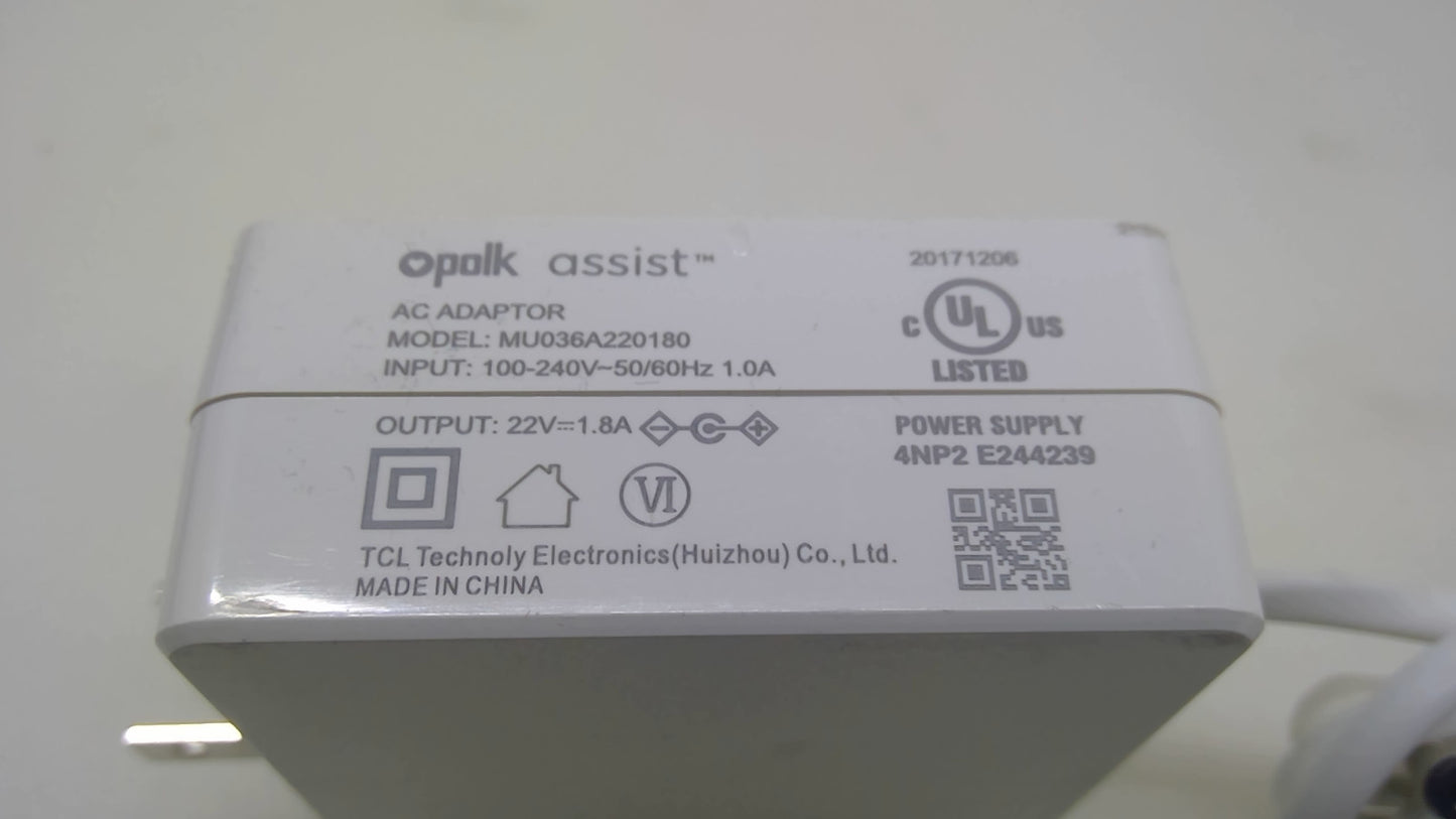 OEM Polk Audio Assist MU036A220180 22V 1.8A Adapter for AM9305 Smart Speaker