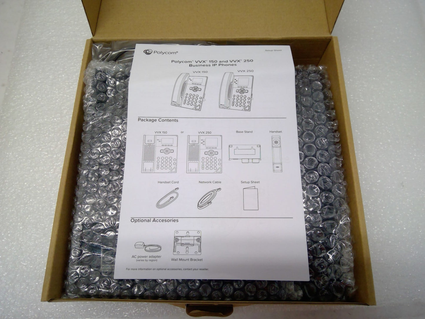 Polycom VVX 250 Desktop POE Phones 2200-48820-025