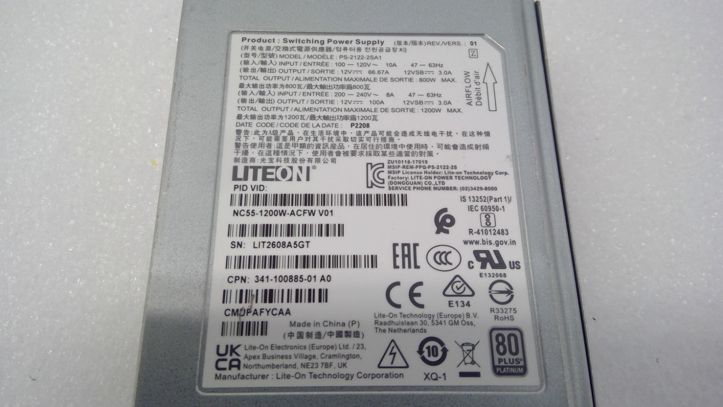 Cisco Liteon NC55-1200W-ACFW 1200W AC Power Supply- Port-S Intake/ Front to back
