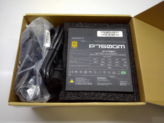 Gigabyte P750GM, 80 Plus Gold 750W, Modular, Smart Fan, Power Supply