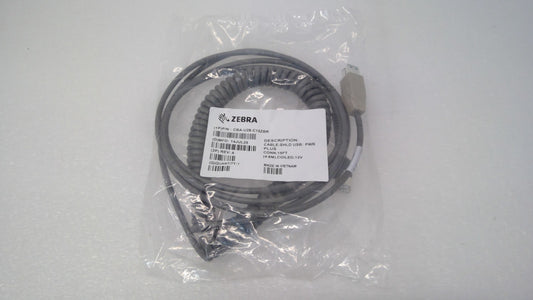 NEW Zebra CBA-U28-C15ZBR Powered USB 12V TO RJ45 15FT(4.6M) COILED CABLE