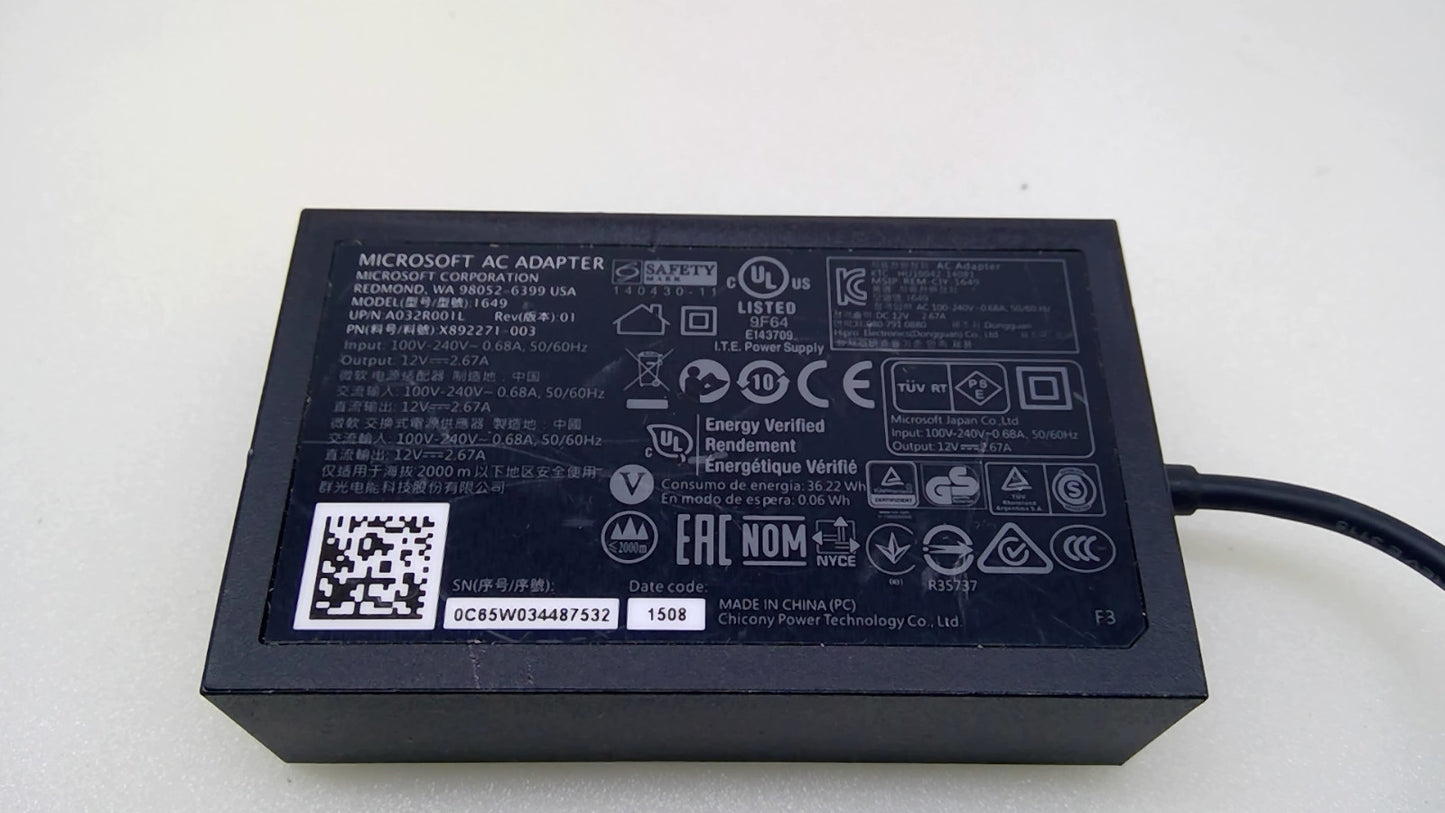 Genuine Microsoft Kinect AC Adapter 1649 X892271-003 12V 2.67A 4.5x2.5mm