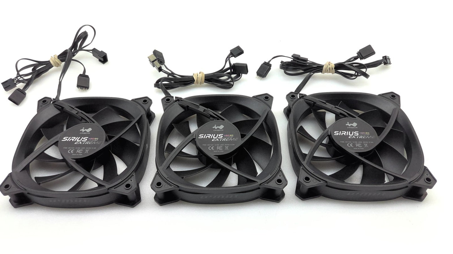 Lot of 3 IN WIN  Sirius ASE120 Extreme RGB Case Fans 120mm ARGB Controller Black