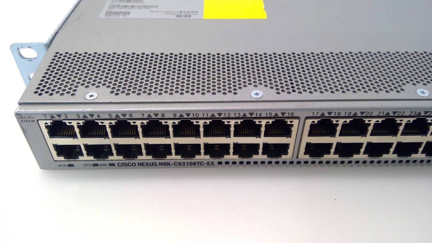 Cisco Nexus N9K-C93108TC-EX 48-Port 10GBASE-T Port Side Exhaust 6x 100Gbp QSFP28