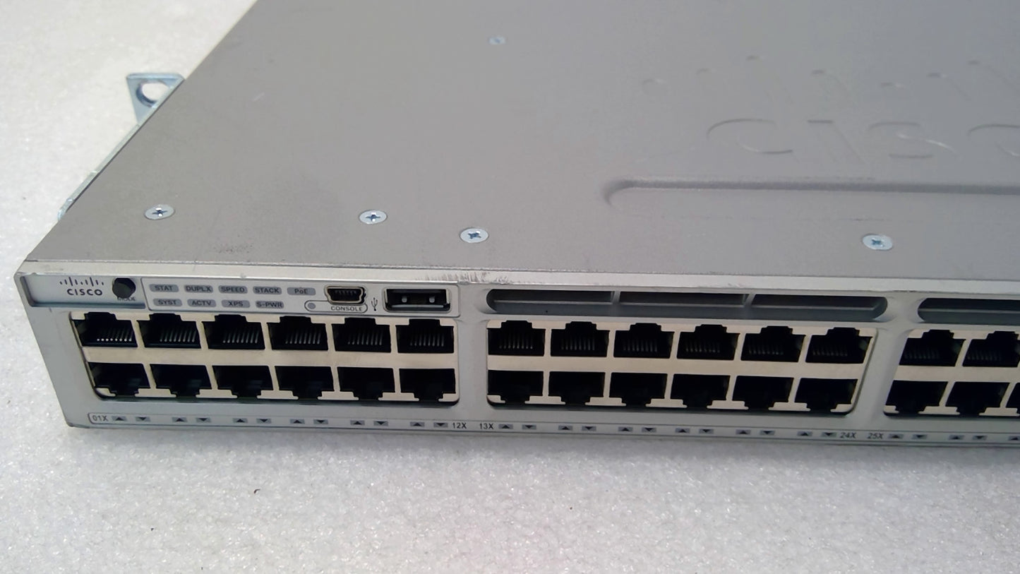 Cisco Catalyst WS-C3850-48P 48Port PoE+ Switch w/ C3850-NM-4-1G Network Module