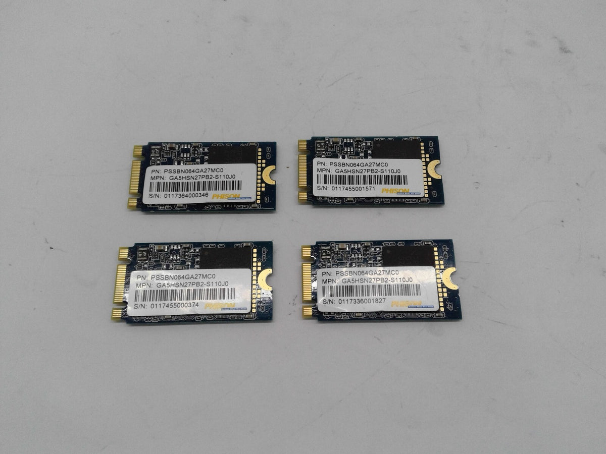 Lot of 4 HP Phison 64GB M.2 2242 NGFF MCIe SSD Drive 923129-001 PSSBN064GA27MC0