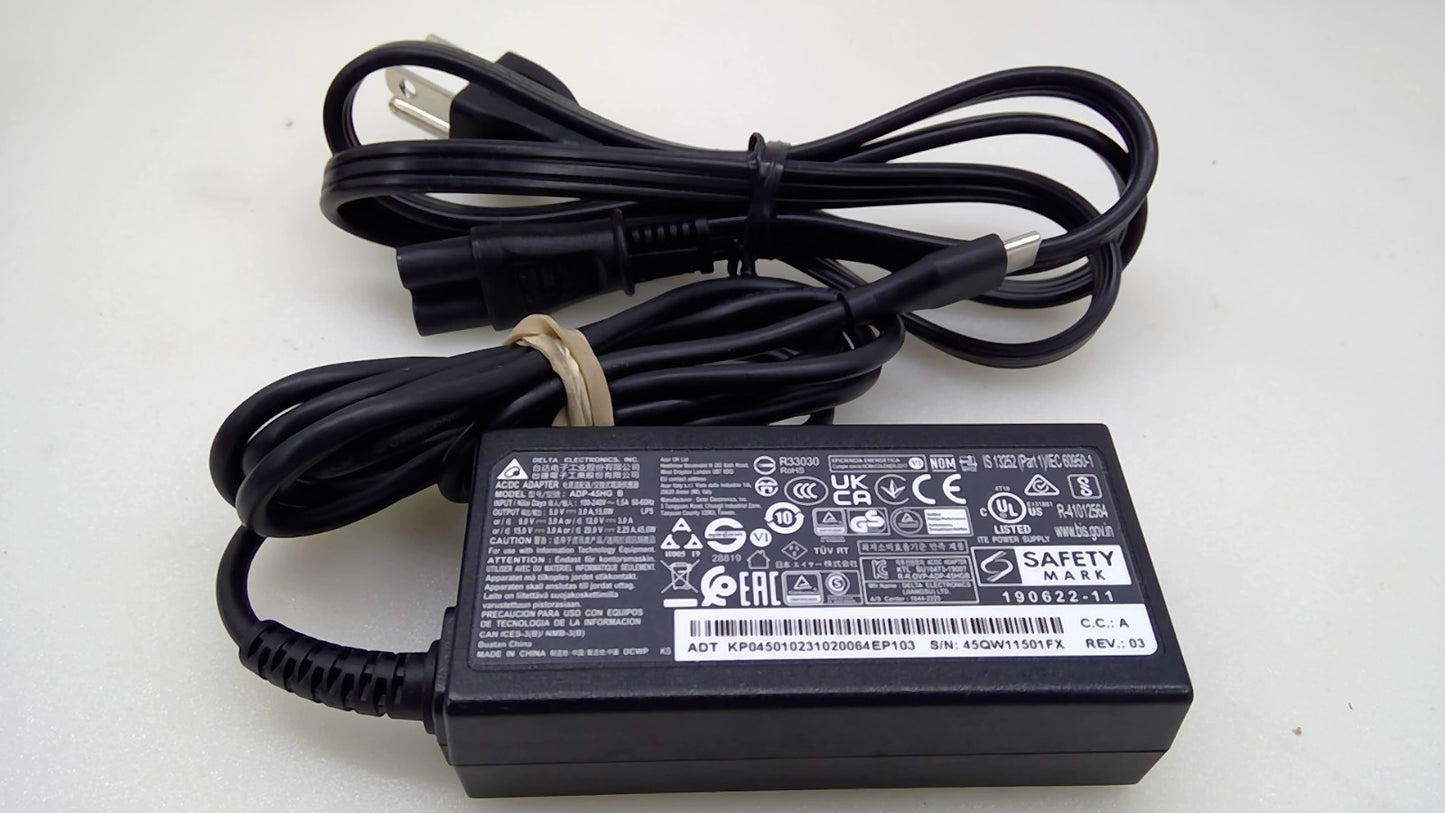 Genuine Delta ADP-45HG B 45W USB-C AC Adapter Charger 20V 2.25A w/Cord