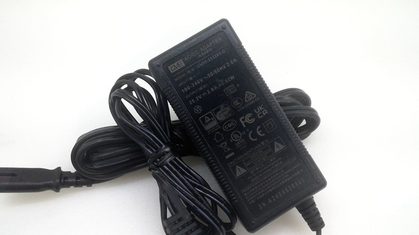 GVE AC/DC Adapter  GM65-252260-D 25.2V 2.6A Power Supply 2-PIN