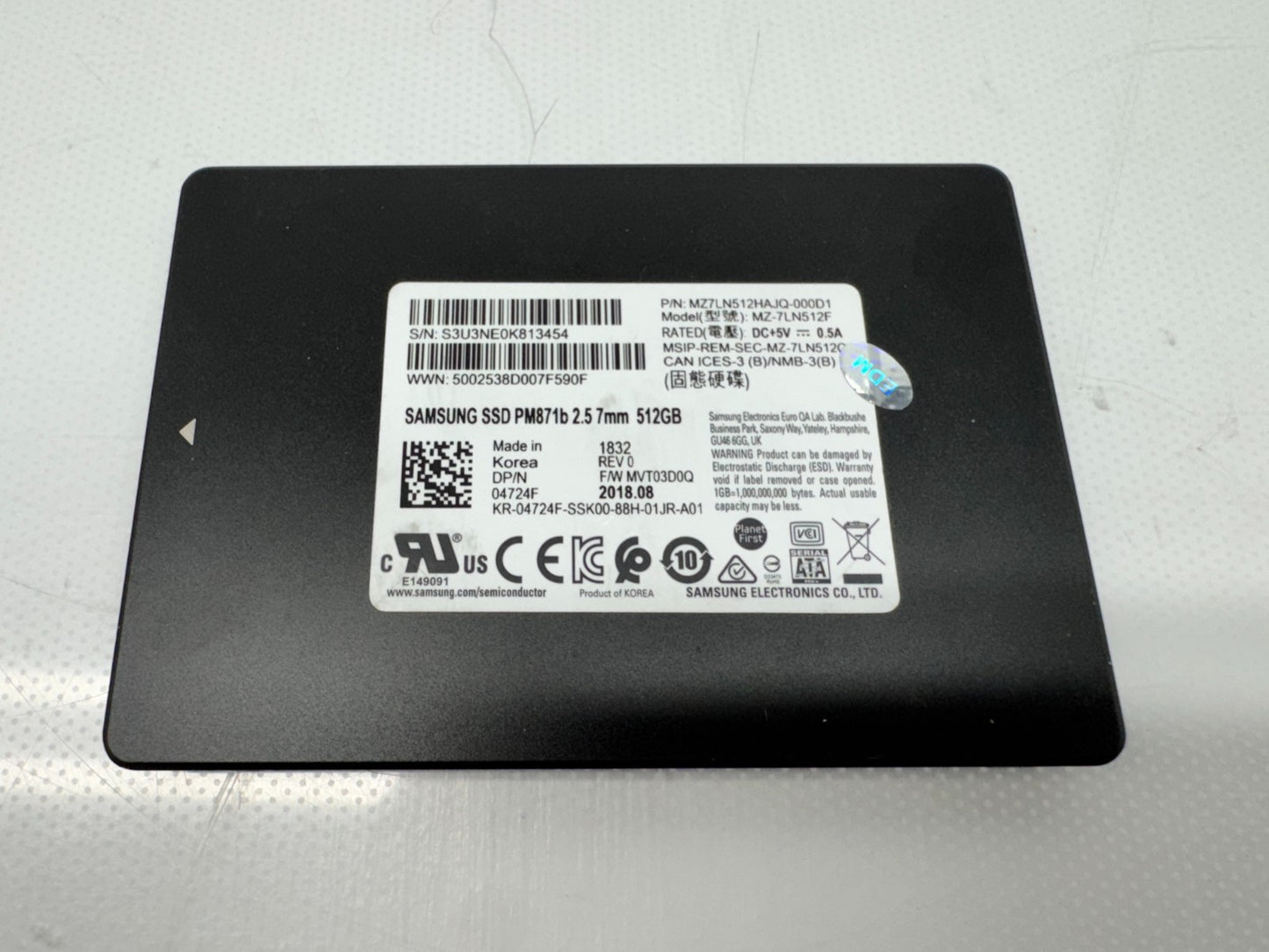 Samsung PM871b 512GB MZ7LN512HAJQ MZ-7LN512F SSD