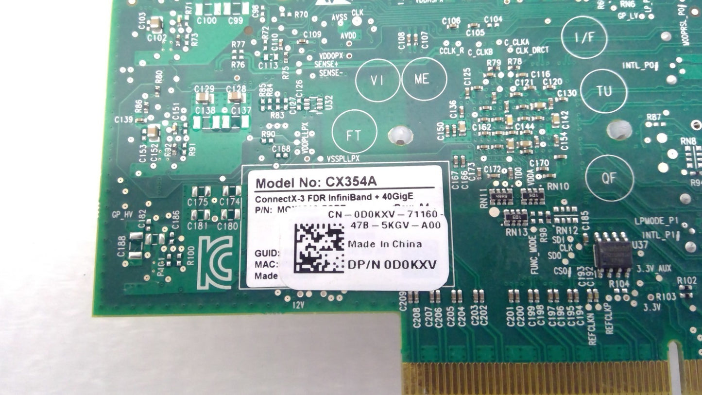 DELL D0KXV CONNECTX-3 EN NIC 40/56GBE 56GB/S FDR IB QSFP NETWORK CARD CX354A