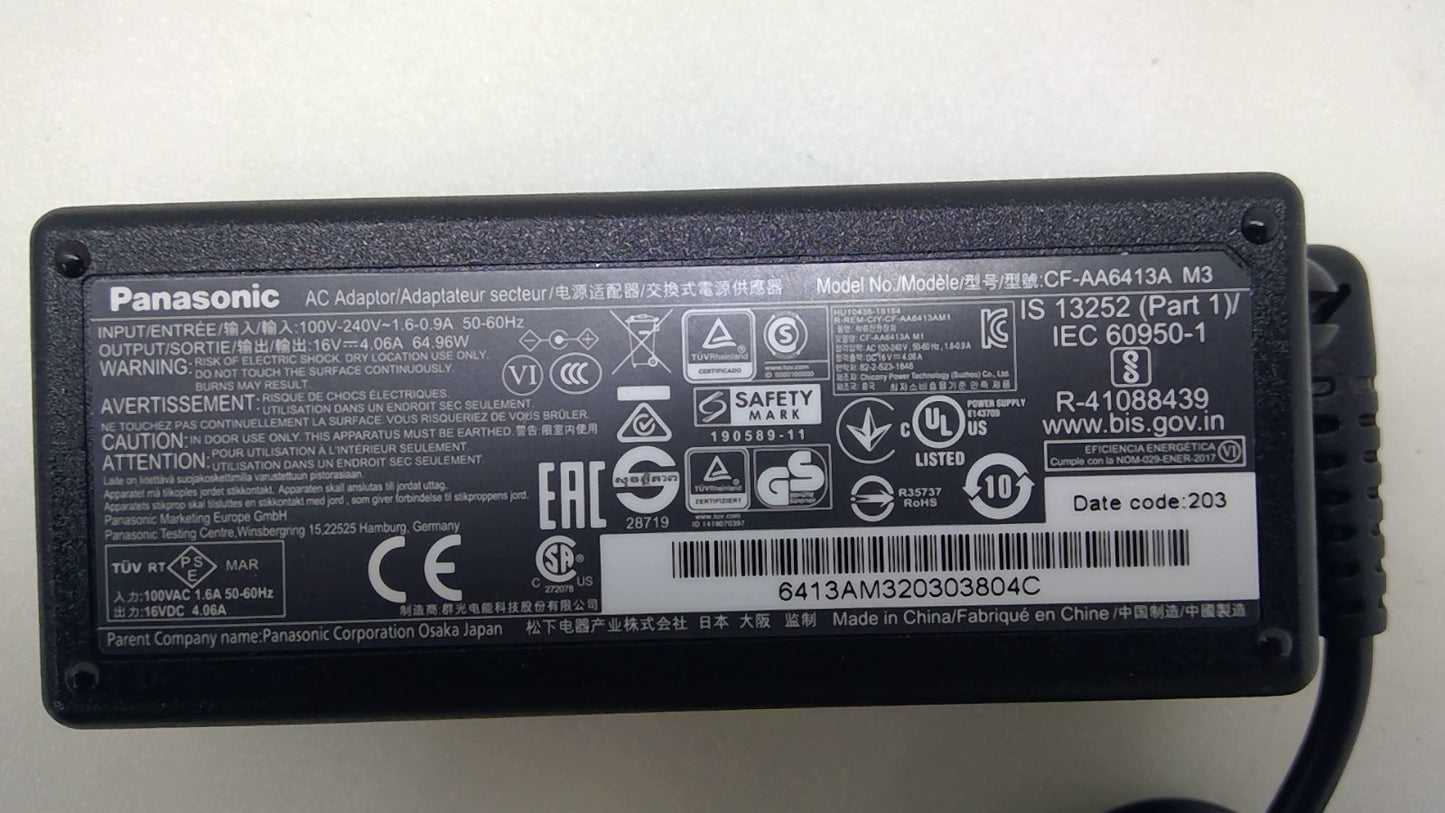 OEM Panasonic 65W 16V 4.06A AC Adapter CF-AA6413A M3 w/ Power Cord