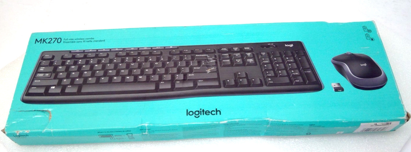 New Logitech MK270 Wireless Keyboard Mouse Combo 920-004536