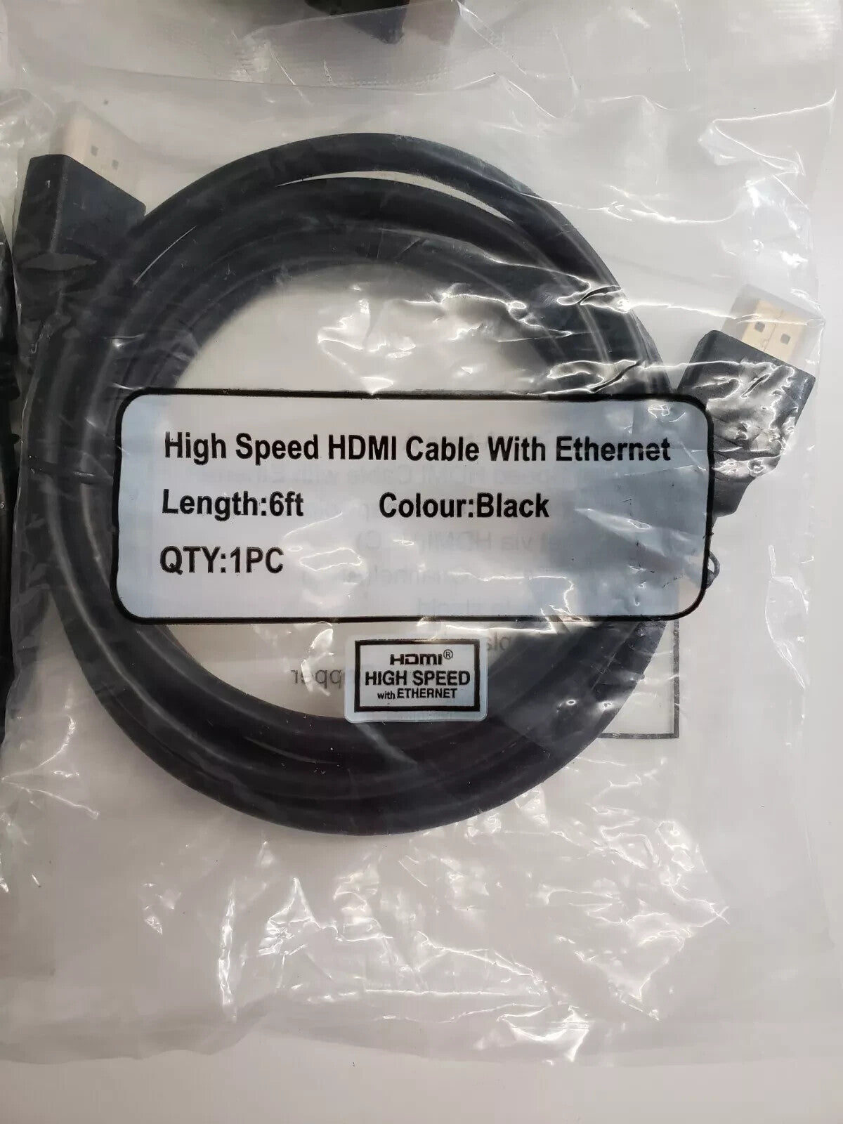 Lot of 10 - 6ft High Speed HDMI Cable Black With Ethernet Gold plate ( New )