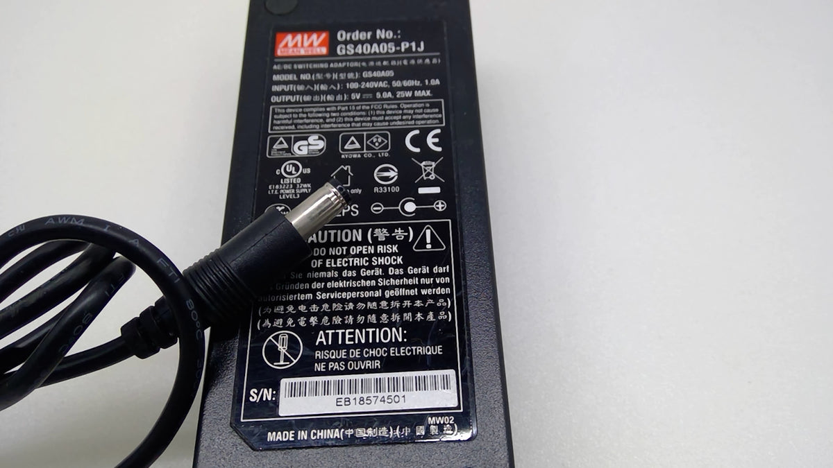 Mean Well GS40A05-P1J 25W 5V 5A AC/DC Adapter 5.5x1.7mm