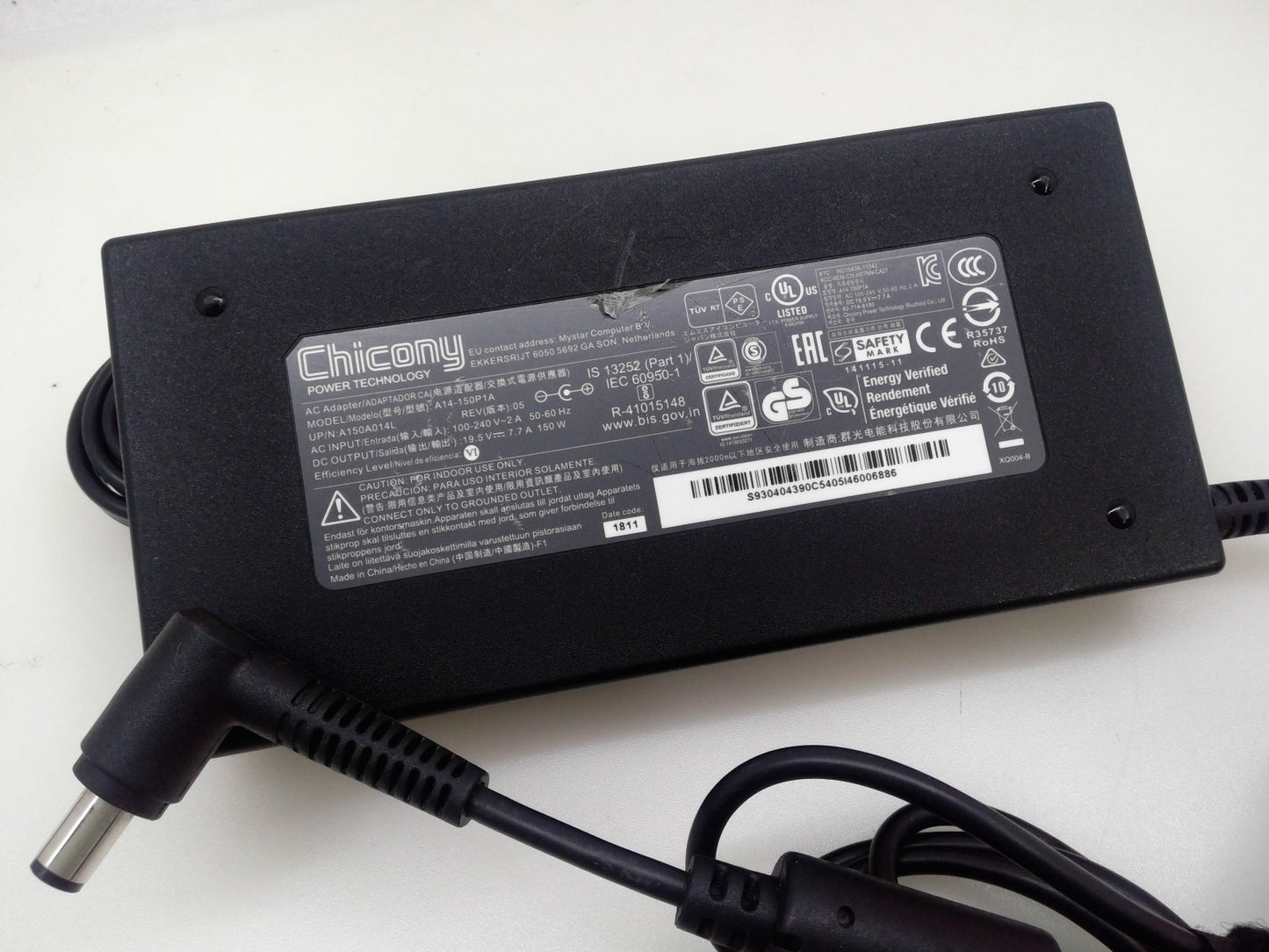 GenuineChicon 150W 19.5V 7.7A Charger A14-150P1A 7.4*5.0mm Power Supply Adapter