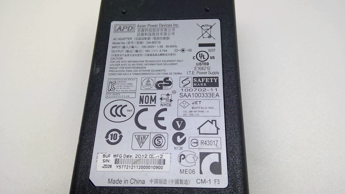 Genuine APD DA-90C19 90W 19V 4.74A Buffalo NAS DriveStation LinkStation Adapter