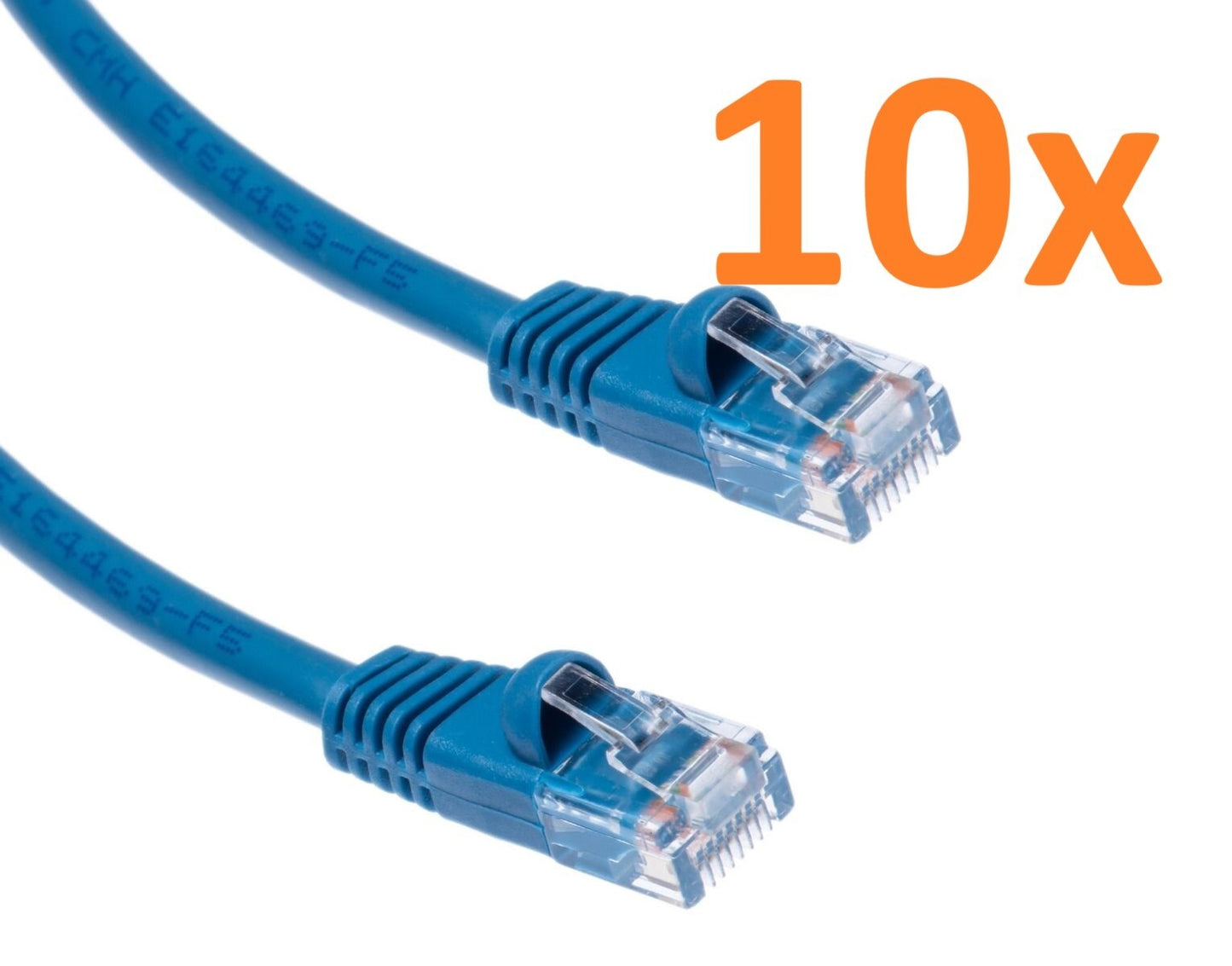 Lot of 10 - Cat5e UTP Booted Ethernet Patch RJ45 Internet Cable BLUE - 10 feet