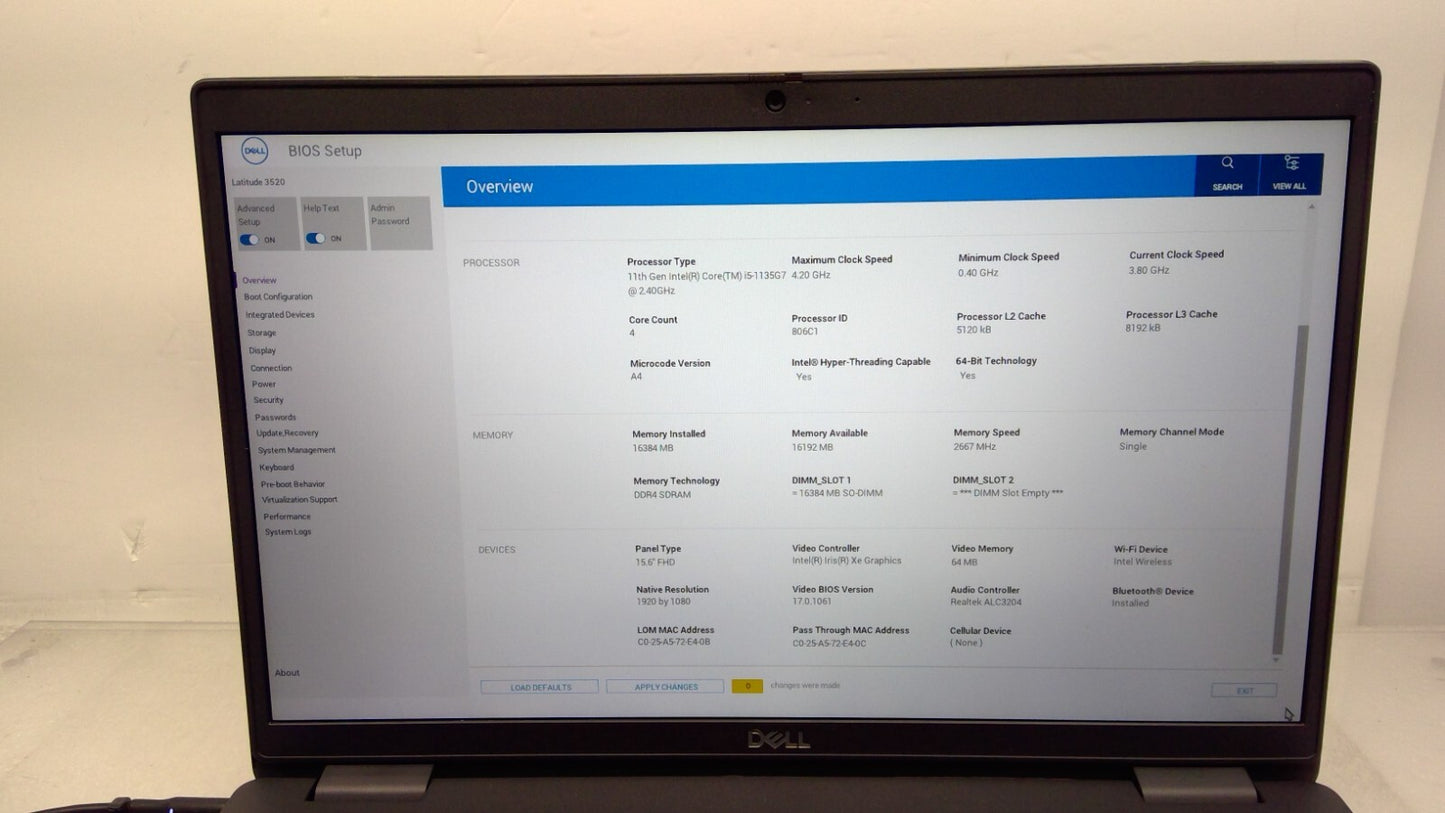 *Read* Dell Latitude 3520 15.6"LT i5-1135G7@2.4GHz 16G RAM No HDD/Battery/Cover