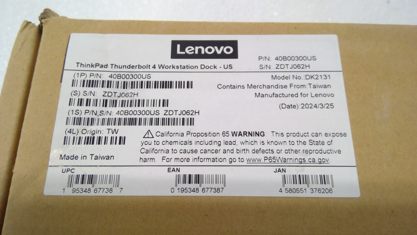 Lenovo ThinkPad Universal Thunderbolt Dock 40B00135US DK2131 Docking Station