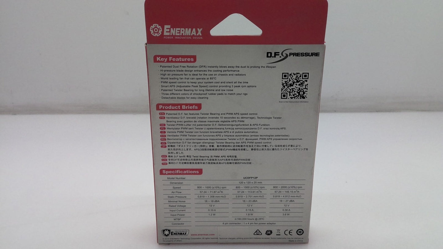 NEW Enermax 12cm Case Fan D.F. Pressure Dust Free Rotation 4pin Twister UCDFP12P