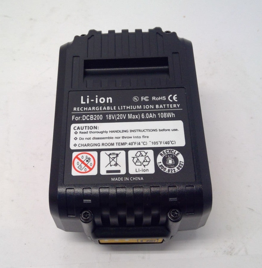 2 PCS 6.0Ah 20V Max XR Lithium-ion Battery for Dewalt DCB200 DCB205 DCB206