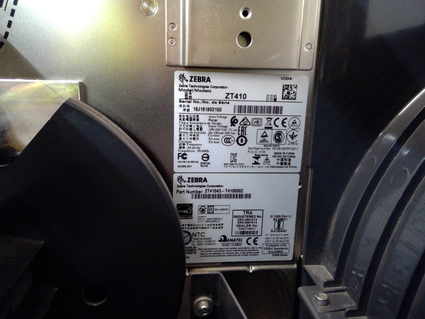 Zebra ZT410 Direct Thermal Transfer Label Printer Peel Rewind USB LAN *Read*