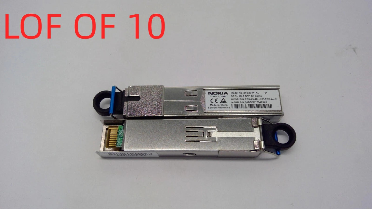 X10 Genuine Nokia Alcatel-Lucent 3FE53441AC GPON OLT SFP B+ I-Temp 20km Module