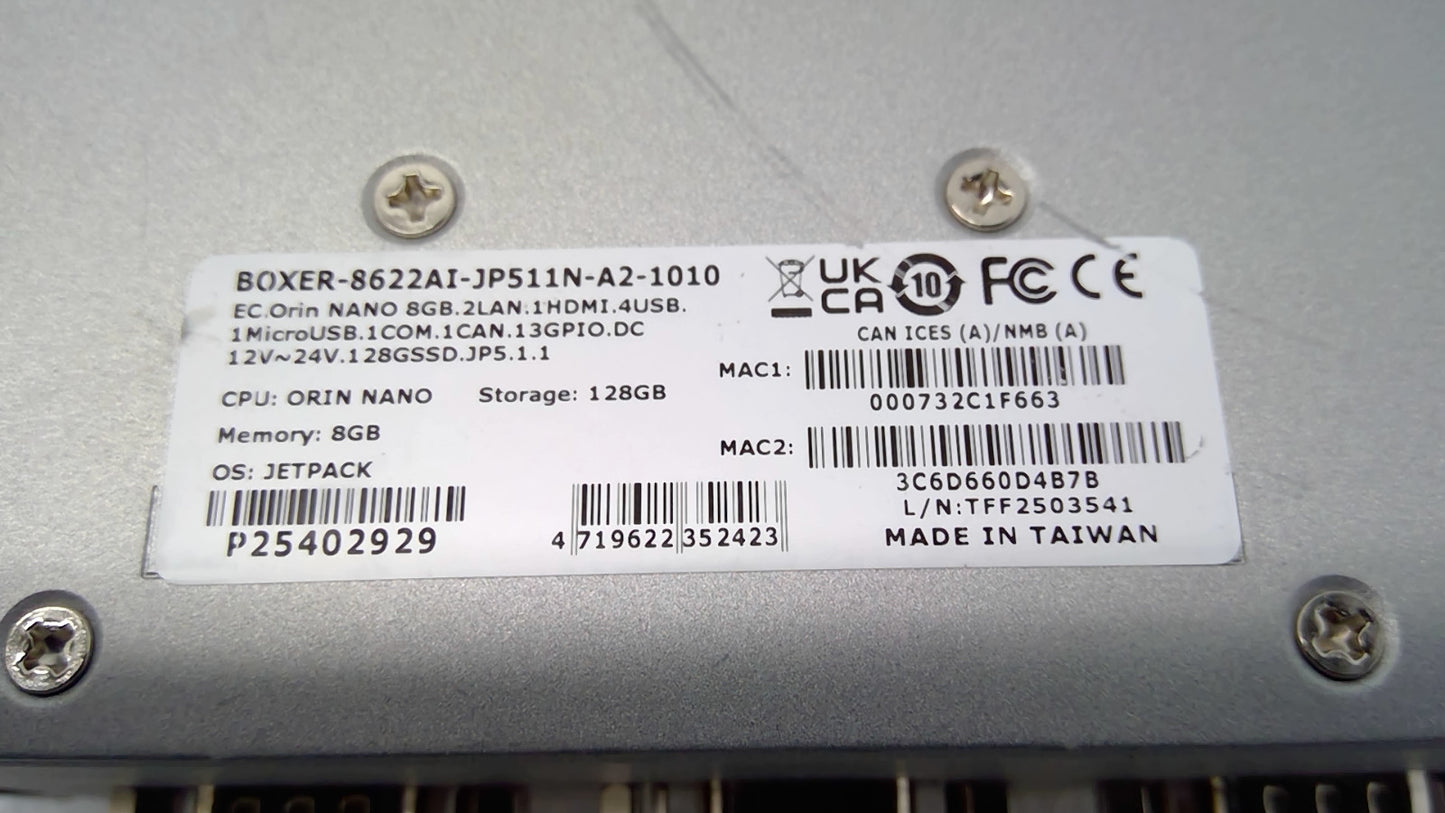 AAEON BOXER-8622AI Embedded Box PC NVIDIA Jetson Orin Nano 8GB RAM 128G SSD