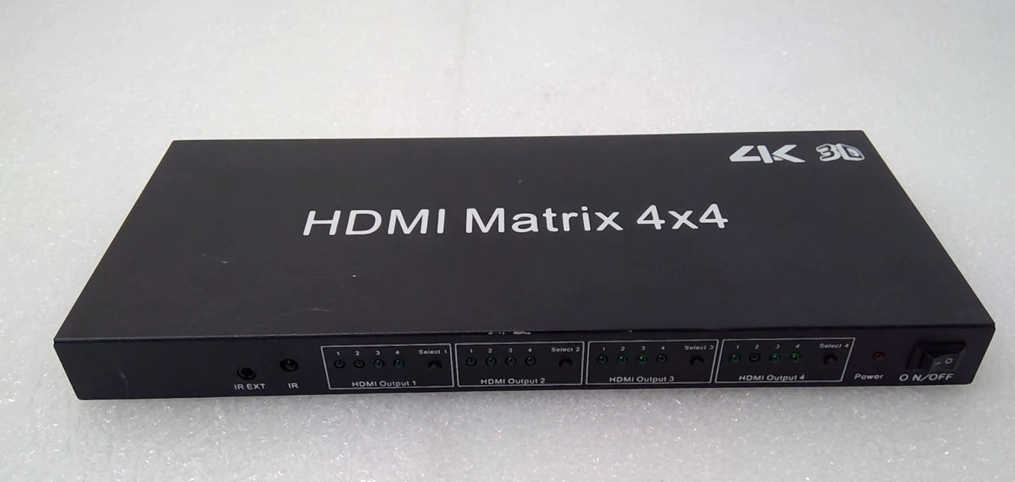 4X4 HDMI Matrix Switcher Splitter 4K 3D 4 In 4 Out With Power Adapter