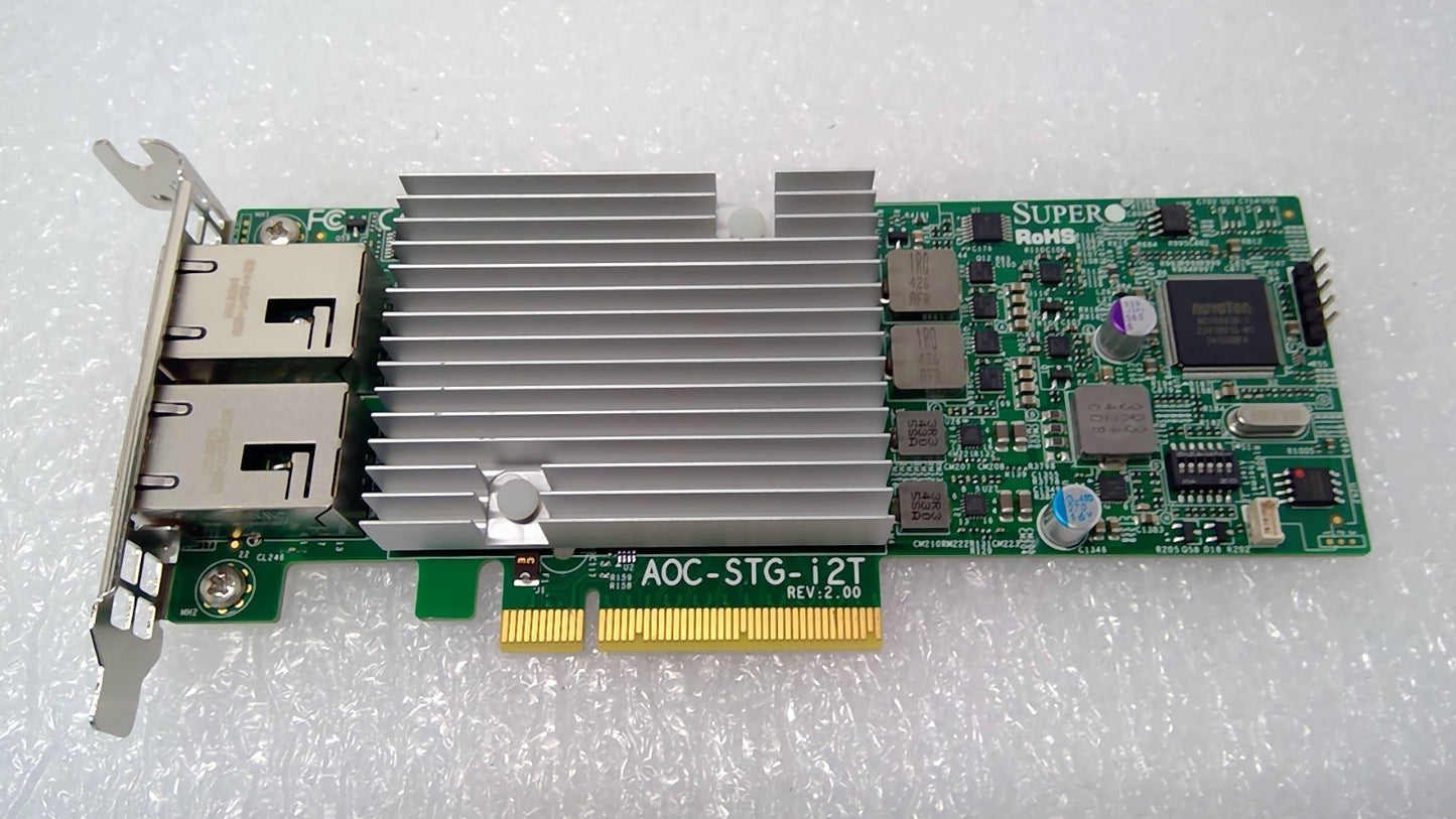 Supermicro AOC-STG-i2T REV 2.00 Dual Port 10GbE Ethernet PCI-E Adapter NIC LOW P