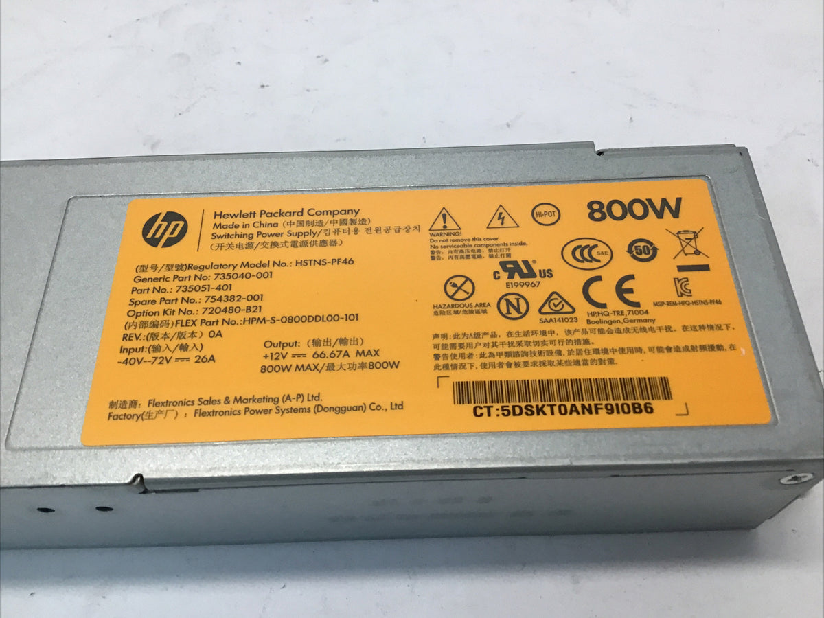 HP 754382-001 800W Flex slot DC Power Supply for G9 server