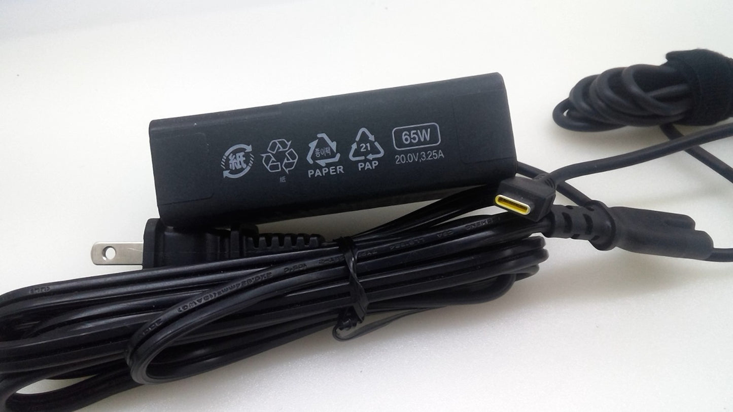NEW Lenovo 8SGX21J75548C1TJ USB-C Charger Adapter 65W 20V 3.25A- Black