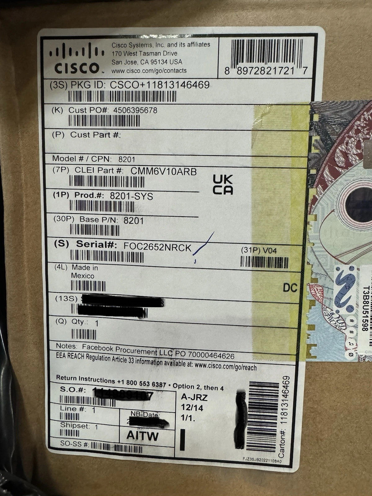 Cisco 8201-SYS Chassis 8000 Router 24x 400 GbE QSFP56-DD 12x 100G QSFP28 Switch