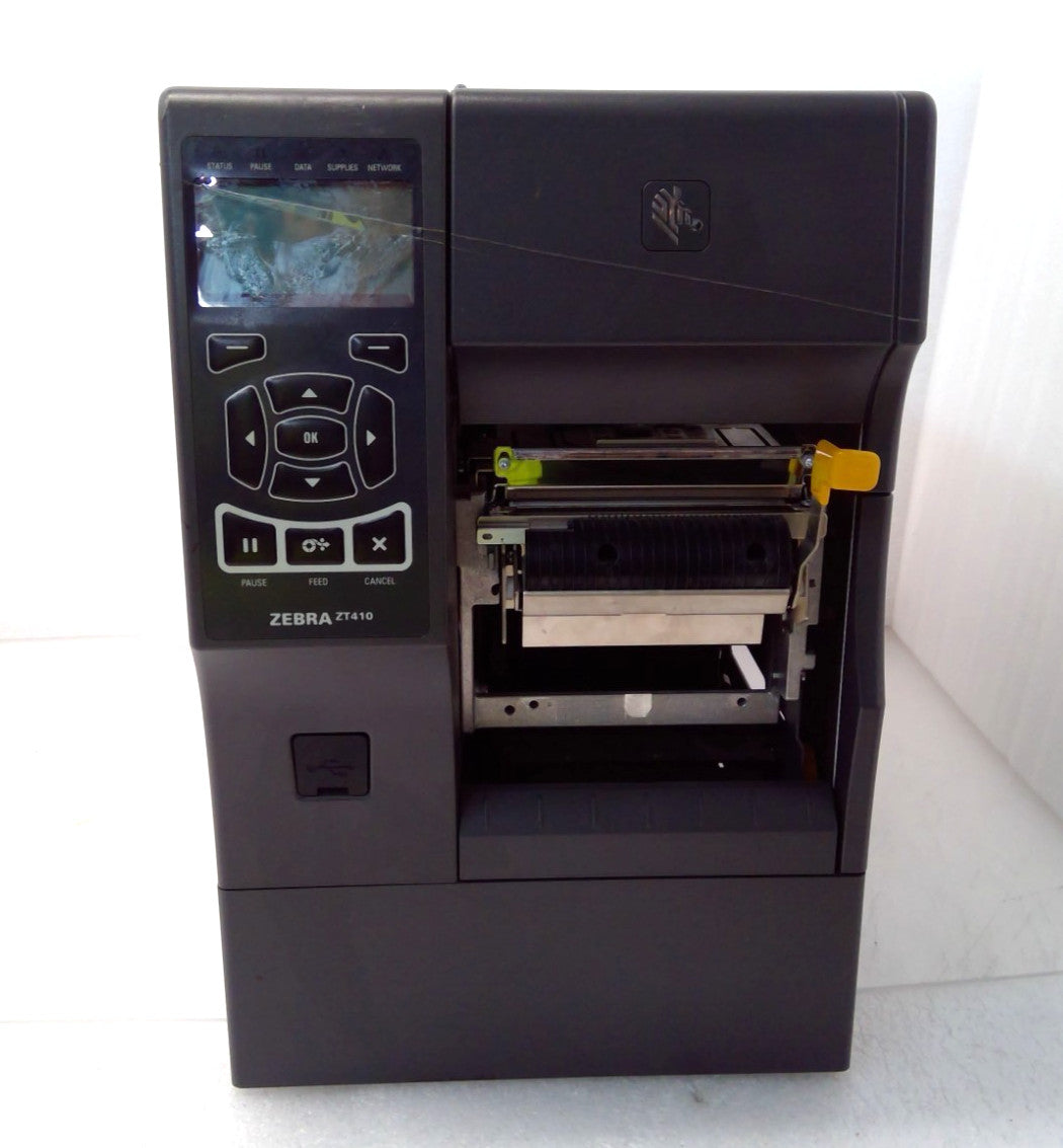 Zebra ZT410 Direct Thermal Transfer Label Printer Peel Rewind USB LAN *Read*