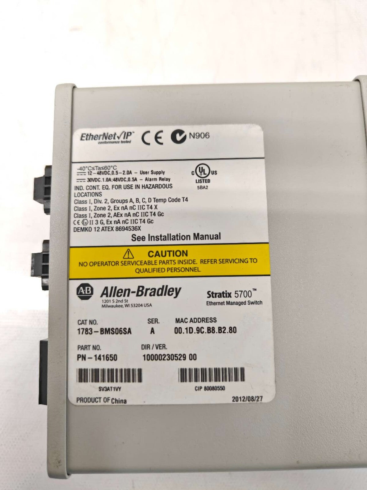 Allen-Bradley Stratix 5700 6-Port Ethernet Managed Switch 1783-BMS06SA Series