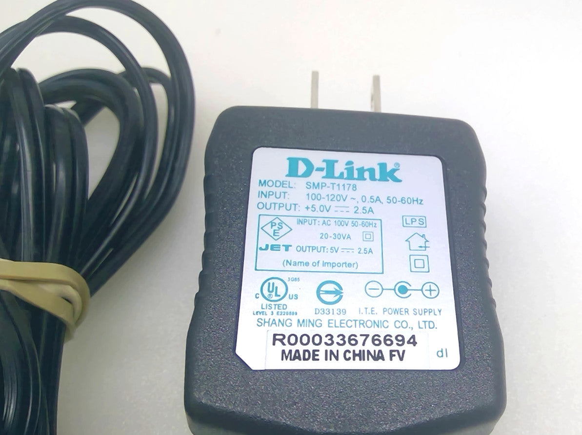 D-Link SMP-T1178 5V 2.5A AC Adapter for DI-524 802.11g Wireless Router 5.5x2.1mm