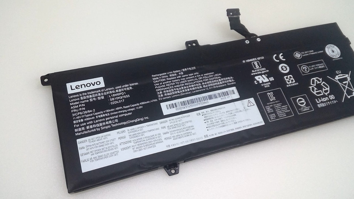 Genuine Laptop Battery 02DL017 L18M6PD1 For Lenovo ThinkPad X13 X390 X395 Series