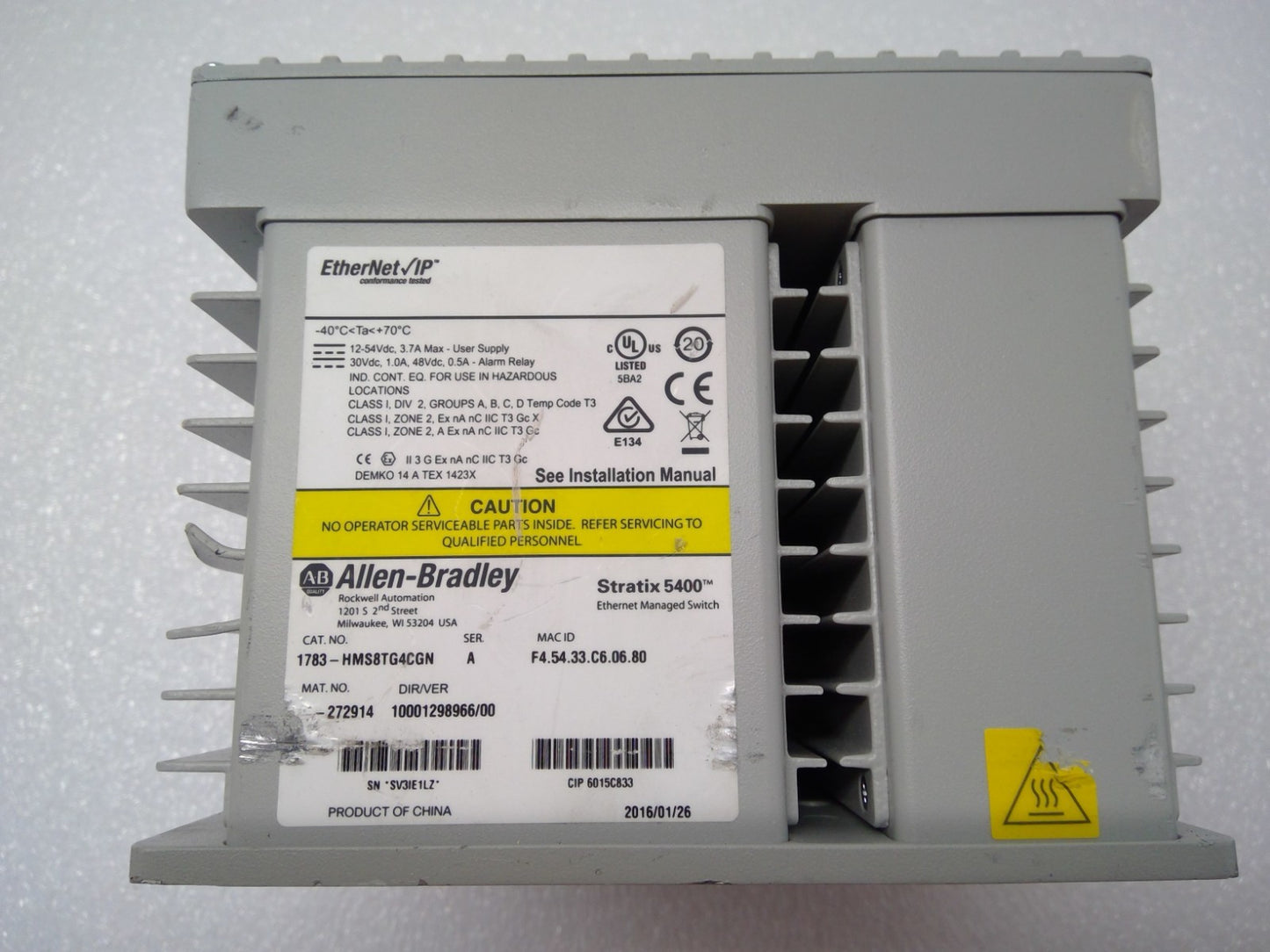 1783-HMS8TG4CGN Allen-Bradley Stratix 5400 managed industrial Ethernet switch