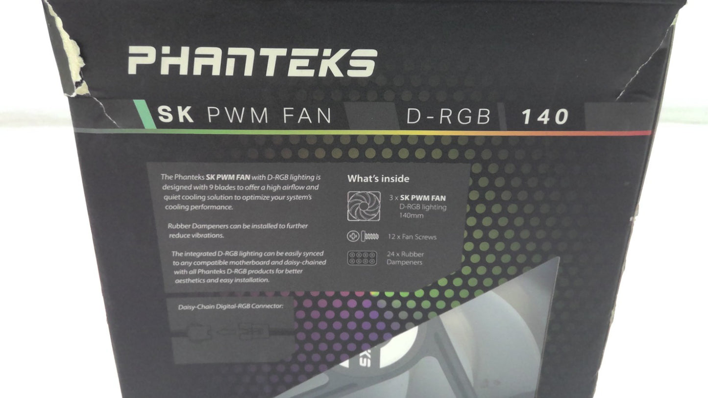 Phanteks Sk140 3-Pack PWM FAN. D-RGB.  9 Blades PH-F140SK_DRGB_3P