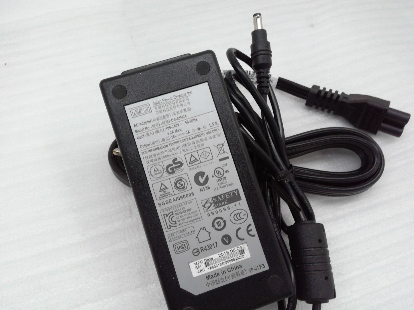Original APD DA-48M24 AC Adapter 24V 2A 48W OEM Charger
