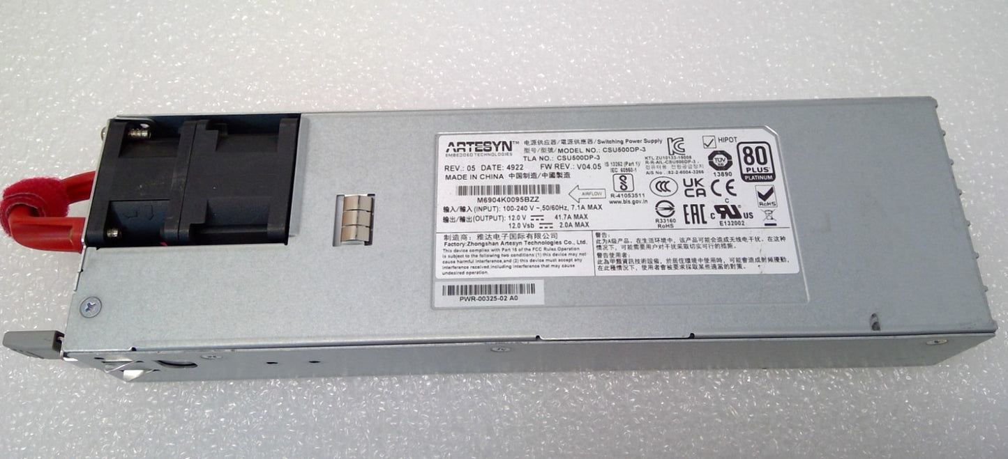Arista PWR-511-AC-RED 500W AC Power Supply -PWR-00325-02 7050X3 7060X 7300X3