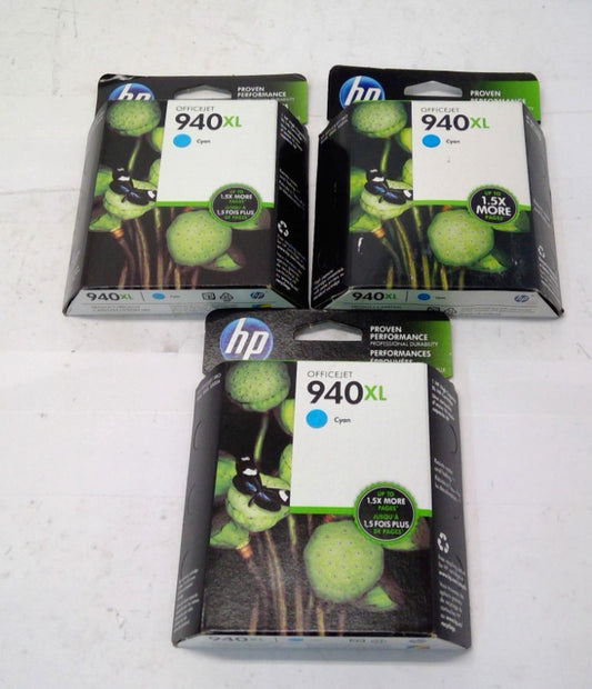LOT OF 3 NEW GENUINE HP 940XL Cyan Ink Cartridge