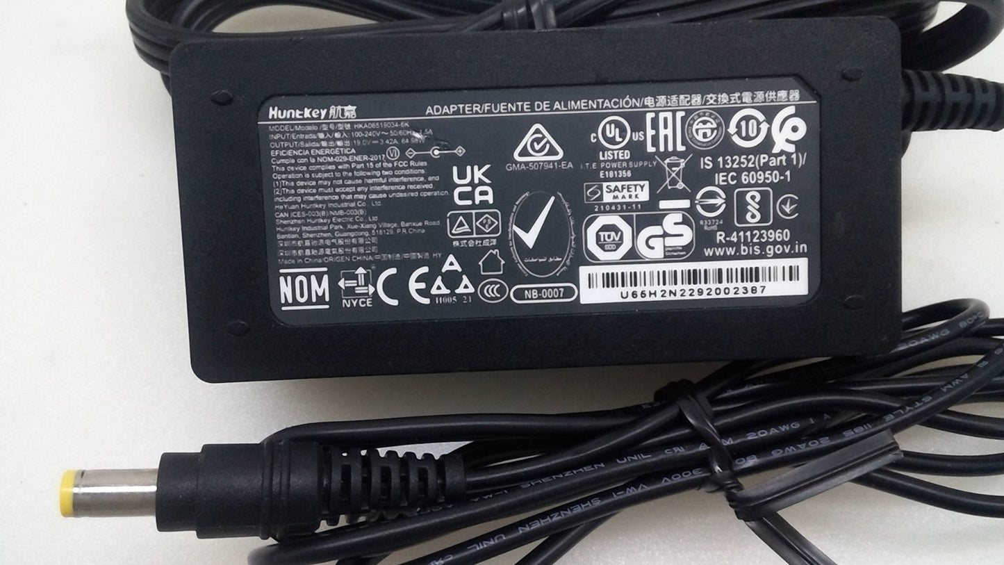 Huntkey HKA06519034-6K Power Supply AC Adapter 19V 3.42A mini 65W