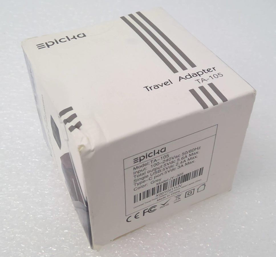 NEW EPICKA TA-105 Universal Travel Adapter Wall Charger US UK EU AU 4 USB Type-C