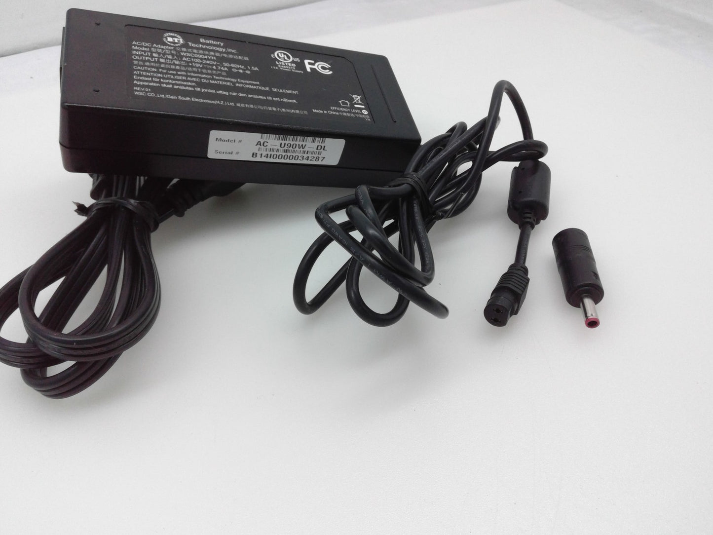 Battery Technology WSC0904YH AC Adapter 19V 4.74A 90W Power (W/ Red Tips Only)