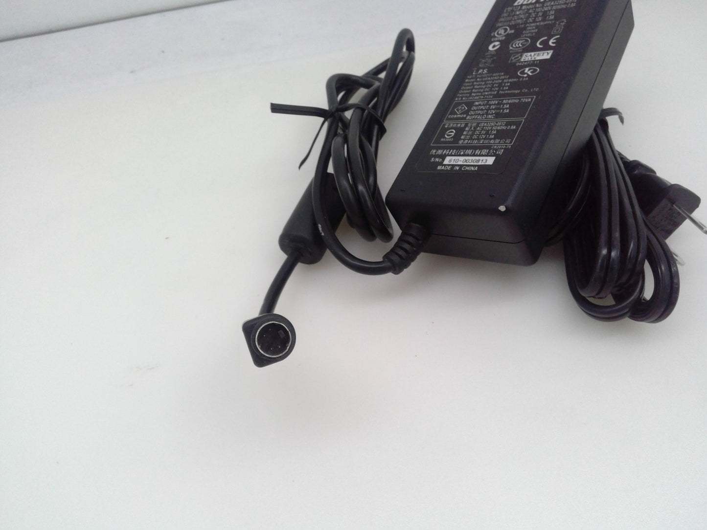 Genuine Buffalo AC Adapter UEA325D-0512 4-pin 18W 5/12V 1.5A Power Supply