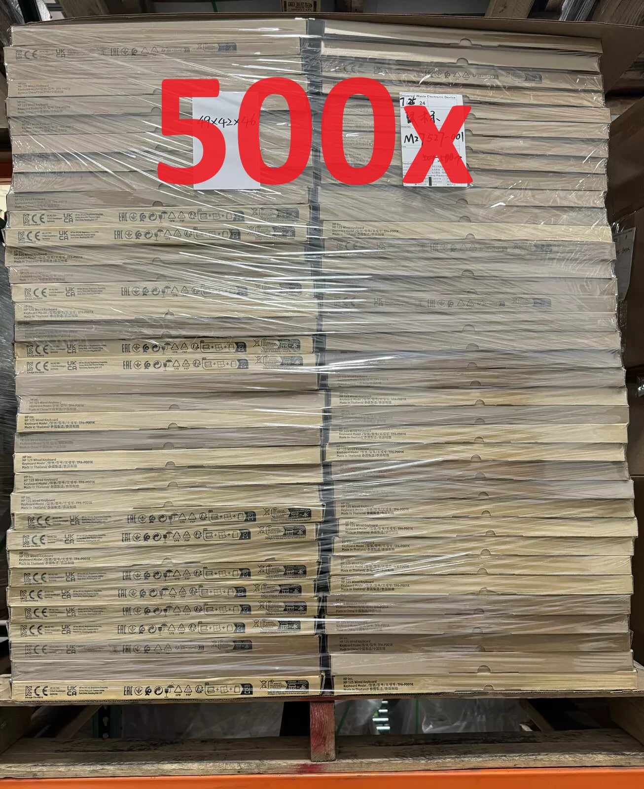 LOT OF 500 - NEW HP Black Slim Wired USB Keyboard DIB (US) L96909-001