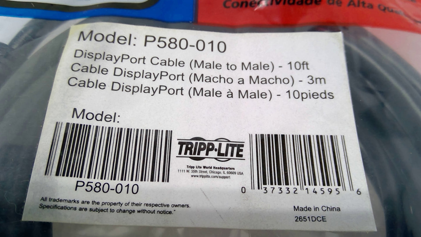 Lot of 7 Tripp Lite P580-010 DP Cable 10ft M/M 4K NEW Bag