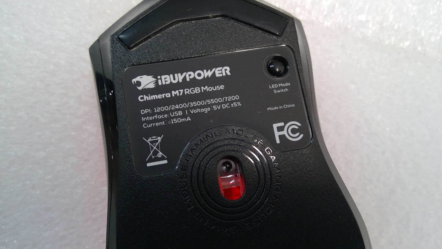 iBUYPOWER Chimera M7 RGB USB Corded Mouse Light Up Color Changing Gaming *Free