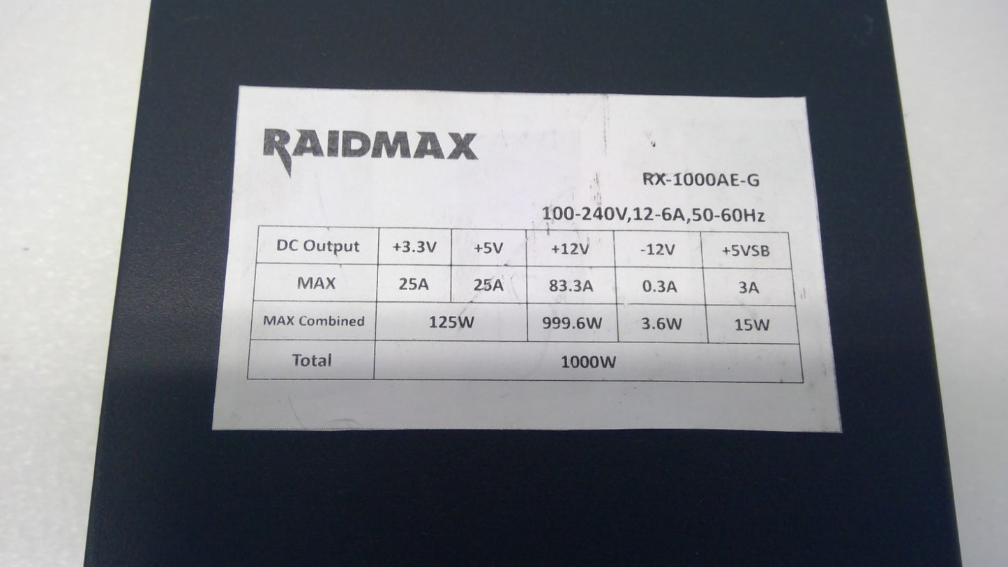 RAIDMAX RX-1000AE-G 1000W Power Supply 80 PLUS Gold Certified ATX 3.0 PCIe 5.0 F